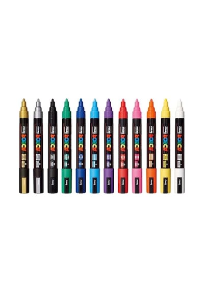 Uni Posca Markör Kalem 5m Set 1.8-2.5 Mm Keçe Uçlu 12'li Set 103 Ivory
