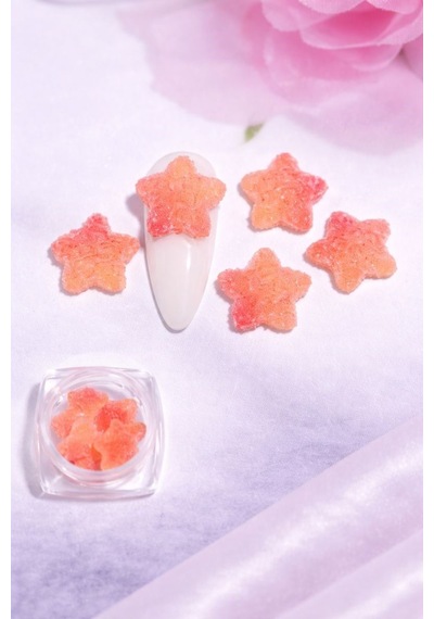 Candy Glow 3d Sugar Star Nail Charm Peach Coral No:11