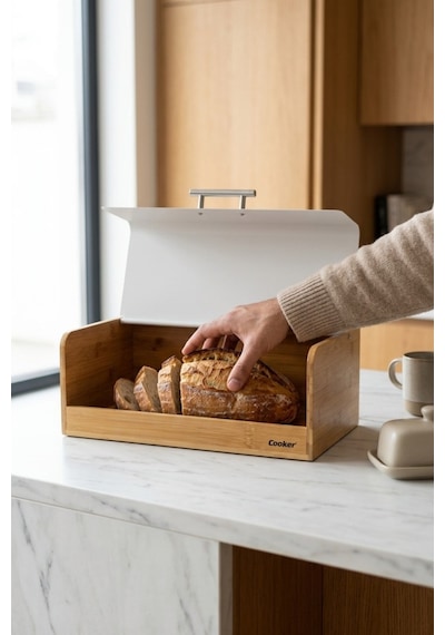 Cooker Viona Metal Kapaklı Bambu Ekmek Kutusu Ckr4540 Beyaz