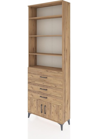 Arges Dolap 3 Raflı 2 Kapaklı Tek Askılı 88x30x243 Çam-çam Çam