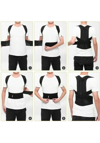 Unisex Siyah Balenli Dik Duruş Bel Ve Sırt Korsesi
