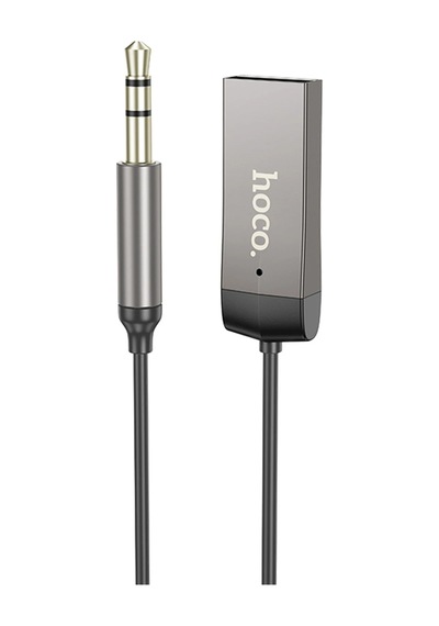 Hoco. E78 Tak Çalıştır Bt Alıcılı 3.5mm Esnek Aux Kablo - Gri