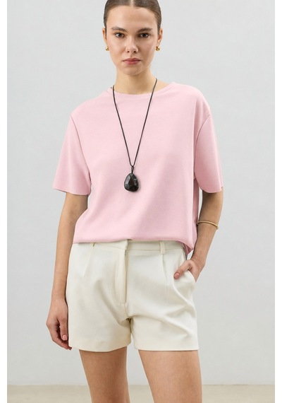 Antioch Dökümlü Kadın T-shirt Pembe
