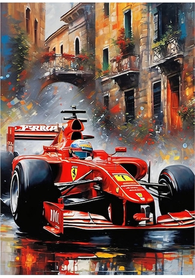 Formula 1 Aracı Dekoratif Ahşap Tablo 35cm X50cm