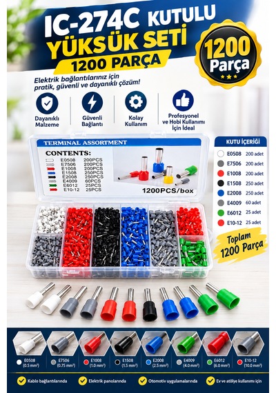 1200 Parça Kablo Yüksük Seti Kutulu