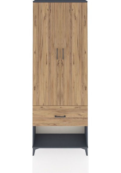 Arges Dolap Tek Raflı Tek Çekmeceli Tek Askılı 88x30x243 Antrasit-çam Antrasit