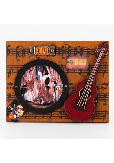 Dekoratif Metal Çerçeve Gitar Dekorlu