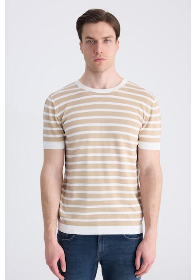 D's Damat Ds Damat Slim Fit Bej Yazlık Rayon Triko T-shirt 4hc0601110042 Bej