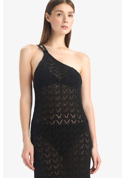 Defacto Regular Fit Tek Omuzlu Siyah Triko Plaj Elbisesi-fall İn Love Z9665az25hsbk81 Siyah