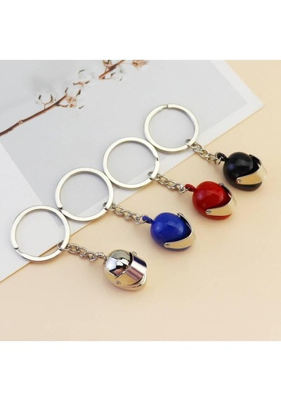 Mini Kask Metal Anahtarlık - Turkuaz Çok Renkli