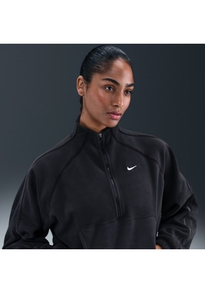 Nike One Therma-fıt Hz Top Polar Oversıze Kadın Siyah Sweatshirt-sportxstore