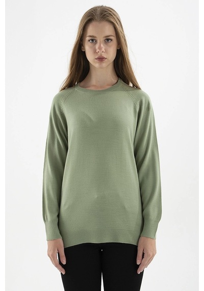 Fashion Frends Kadın Bisiklet Yaka Tunik Yeşil