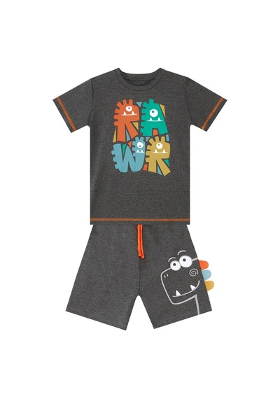Denokids Rawr Dino Erkek Çocuk T-shirt Şort Takım Çok Renkli