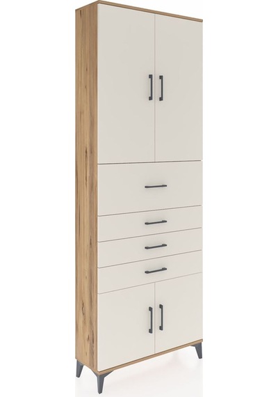Arges Dolap 4 Raflı 4 Çekmeceli 4 Kapaklı 88x30x243 Çam-aytaşı Çam