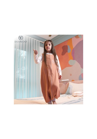 Diawoo Cocoon Walker 4 Mevsim Merino Uyku Tulumu,%100 Merino-org. Pamuk,2-7 Yaş Turuncu Turuncu