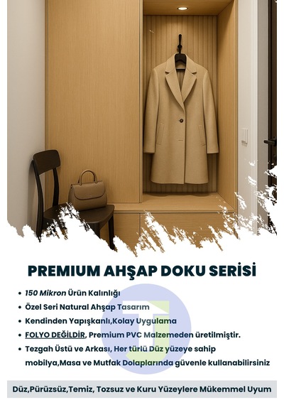 Technojet Premium Seri Kendinden Yapışkanlı Ahşap Desenli Pvc Kaplama 60cmx500cm Açık Meşe
