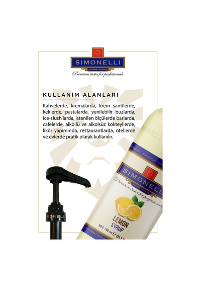 Simoenlli Kahve Şurubu Limon Aromalı 700 ML + Pompa Simonelli