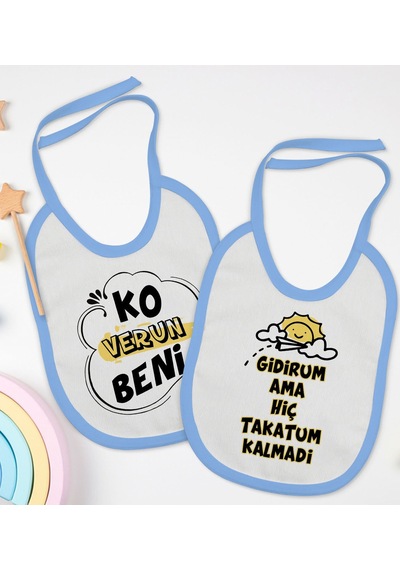 BK Kids Ko Verun Beni ve Takatum Kalmadi Tasarımlı 2’li Mavi Mama Mavi