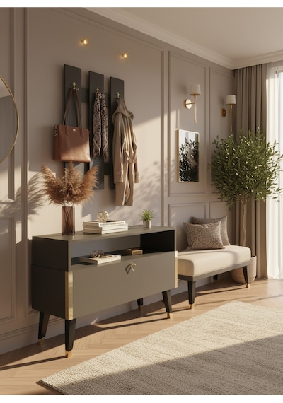 Resital Portmanto Vestiyer - Gp7004-4 - Antrasit Gold Antrasit