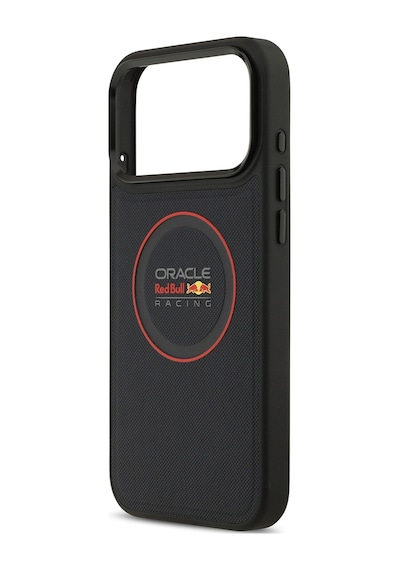 Apple Uyumlu iPhone 17 Pro Max Kılıf Redbull Lisanslı M-safeli Kırmızı Halka Ve Logo Kabartma Pu Deri Kapak Siyah Siyah