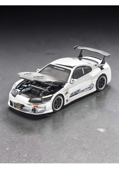 Pop Race Pr64 Toyota Supra Top Secret Gt300 White Chrome 1:64 Diecast Model Araba Sarı
