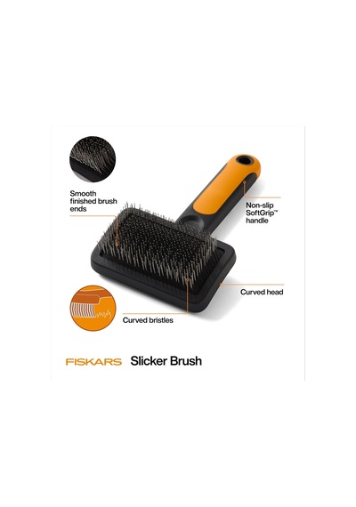 Pet Slicker Fırça, Kedi Ve Köpek Fırçası Dökülme İçin, İnce Kıllar Ve Yumuşak Tutamak Nazik Bakım Ve Deshedding İçin, Kedi Ve Köpek Malzemeleri, 16,5 Cm, Turuncu/siyah
