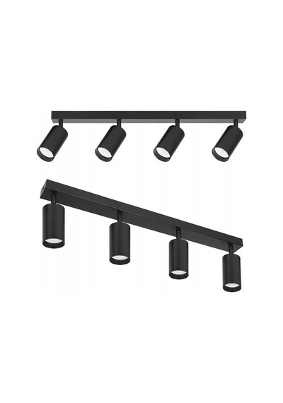 Riolight Modern1 Siyah Mutfak,salon,giyinme Odası,cafeler İçin Gün İşiğı Metal 4lü Spot Ampul Dahil Siyah