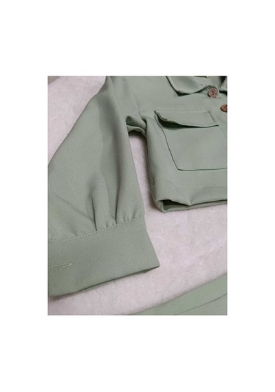 Bubiee Baby Su Yeşili Üst Krop Alt Pantolon 2'li Takım Yeşil