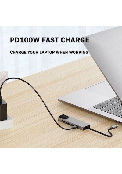 Type-c 5-in-1 Çoklayıcı 4k Hdmı + Usb 3.0 2 + Ethernet Girişli Hub