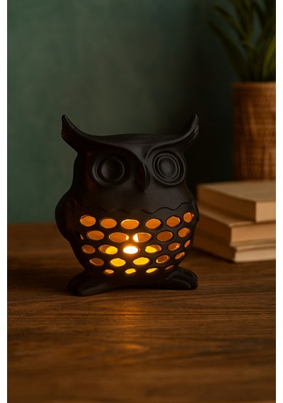 3d Dekoratif Baykuş Mumluk, Tealight Mumluk, Bohem Rustik Ev Dekoru, Hediyelik Romantik Aydınlatma