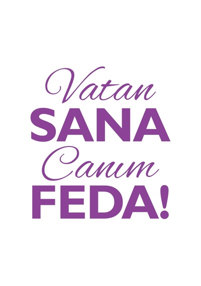 Vatan Sana Canım Feda Sticker17x17 Cm Mor