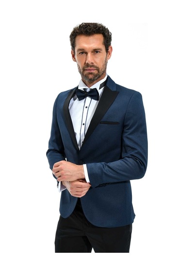 Morven Erkek Lacivert Portofino Slimfit Jakarlı Smokin 20mc055009200 Lacivert