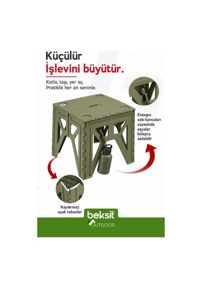 Outdoor Herkül D Katlanır Masa Haki Yeşil Yeşil Yeşil