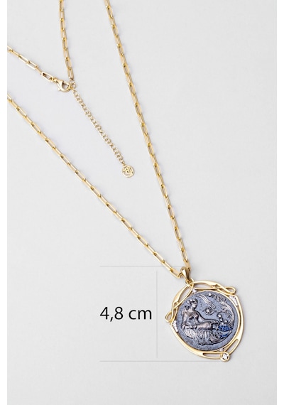 Demeter 18 Ayar Sarı Altın Kaplama 60 Cm Gümüş Madalyon Kolye