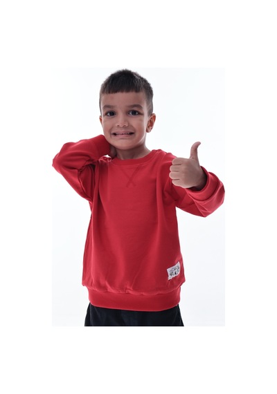 Erkek Çocuk Kırmızı Sweatshirt %100 Pamuk, Yumuşak Kumaş, Rahat Kalıp, Günlük Spor Stil Kırmızı Erkek Çocuk Kırmızı Sweatshirt %100 Pamuk, Yumuşak Kumaş, Rahat Kalıp, Günlük Spor Stil Kırmızı