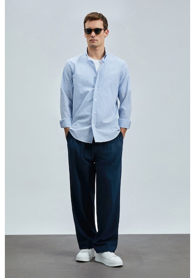 Lufian Erkek Regular Fit Charles Basic Gömlek 111010638 Mavi Mavi
