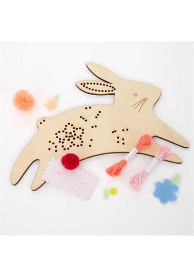 Meri Meri - Bunny Embroidery Kit - Tavşanlı Nakış İşleme Seti 0-99