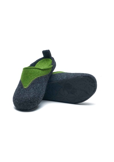 Comfortfusse Pinesh - Kadın Ortopedik Yün Keçe Sabo Ev Terliği Koyu Gri-yeşil Yün