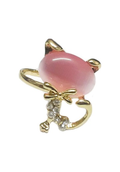 Sevimli Kedi Opal Moda Yüzük 17mm Çap Boyut Ayarlanabilir Silver