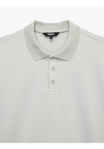 Koton Kısa Kollu Düğmeli Polo Yaka Slim Fit Tişört Gri 6sam10077mk