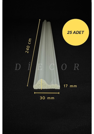 Diecor Dekoratif Boyanabilir 25 Adet 3 Cm Eğimli Polistren Duvar Çıtası Beyaz 30 X 17 Model:xa202