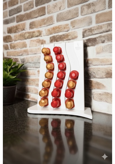 Nespresso Uyumlu Kahve Kapsül Tutucu Kutusu Standı Beyaz