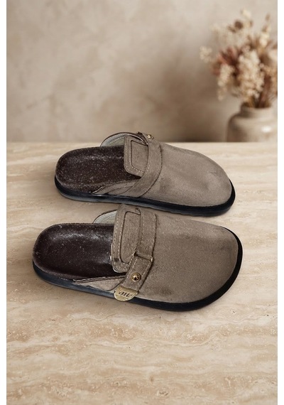 Shoetek Ralena Kadın Terlik Bantlı Tokalı Bej Süet Shoetek Ralena Kadın Terlik Bantlı Tokalı Bej Süet