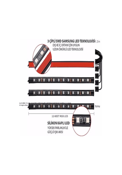 Eraks Car Accesorıes Kumandalı Araç Içi Ayak Altı Sese Duyarlı