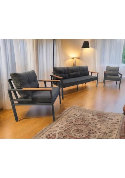 Pimango Pi Elize Bahçe Ve Balkon Mobilyası 3+1+1 Antrasit