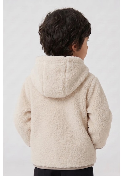 Wofim Kids Çocuk Kapüşonlu Peluş Mont Ekru