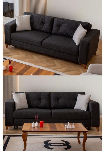 Kumsal Çekyatlı Sandıklı Koltuk Takımı 3+1 Antrasit