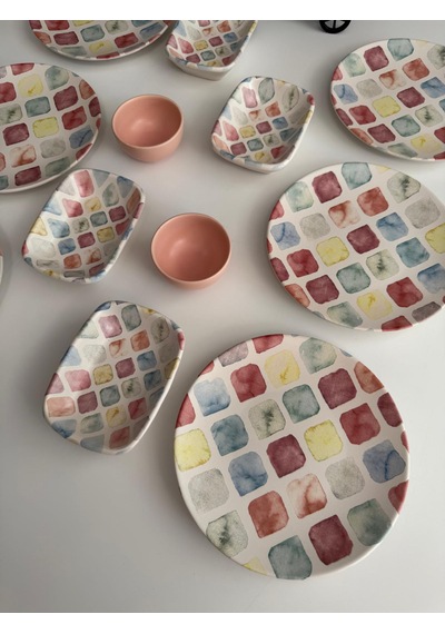 Takım Kahvaltı Colors 12 Parça 6 Kişilik Desenli