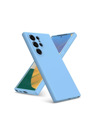 Samsung Galaxy S22 Ultra Uyumlu Silikon Kılıf - Pastel Renk Tonu Kamera Korumalı Kapak - Mavi