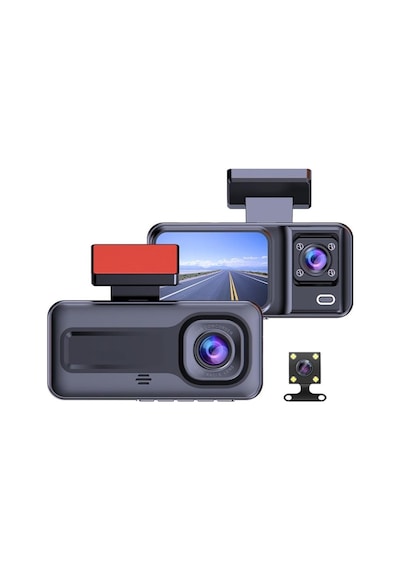 Araç Içi Kamera 3 Kameralı 1080p / Lcd Ekranlı/gece Görüşlü/geri Görüş Kamera/hareket Algılama
